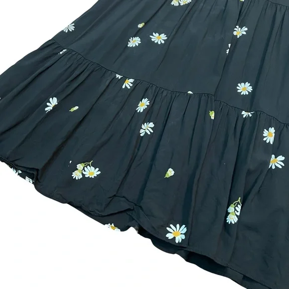 Madewell Daisy Floral Tiered Maxi Dress Black Ruffle Raw Edge Size 4 - Picture 3 of 9